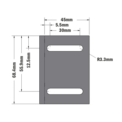 52-122-3 MODULAR SOLUTIONS BRACKET<BR>30 SERIES BALL LATCH 70MM BRACKET W/HARDWARE